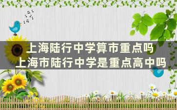 上海陆行中学算市重点吗 上海市陆行中学是重点高中吗